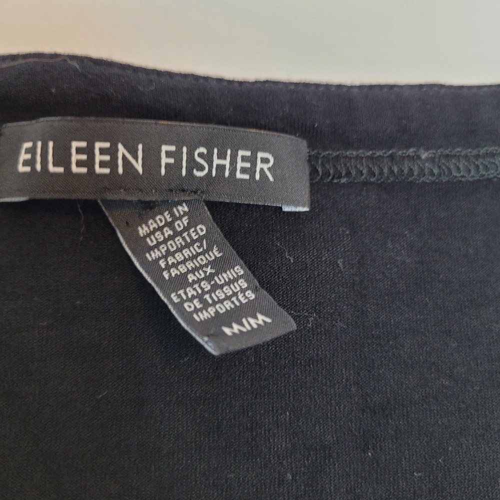Eileen Fisher Tunic Dress Womens Medium‎ Black Excellent Long Sleeve High-Low - Picture 4 of 5
